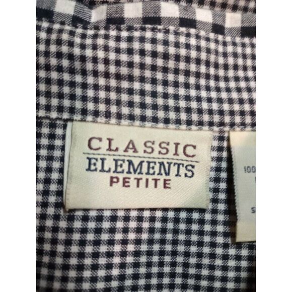Classic Elements Shirt Ladies Extra Small Petite Black Gingham Button Front Embr - Picture 6 of 8